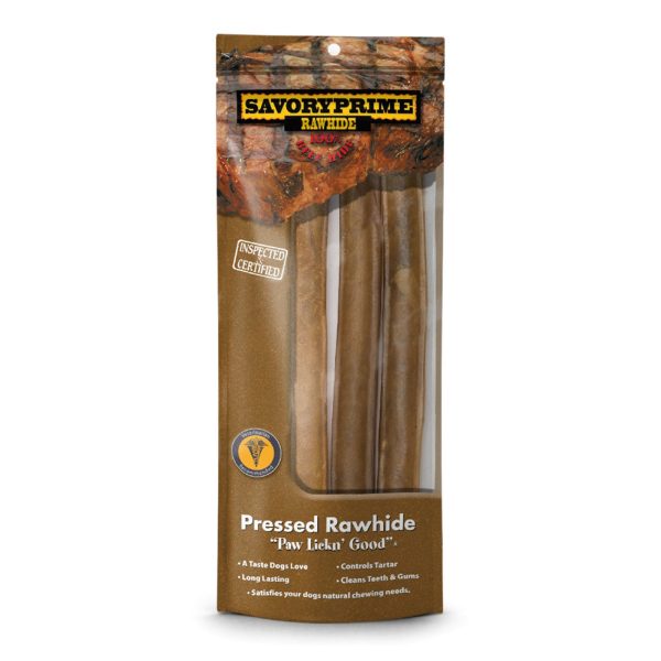 Savory Prime Pressed Rawhide Roll Natural 1ea 10 in, 3 pk Fashion