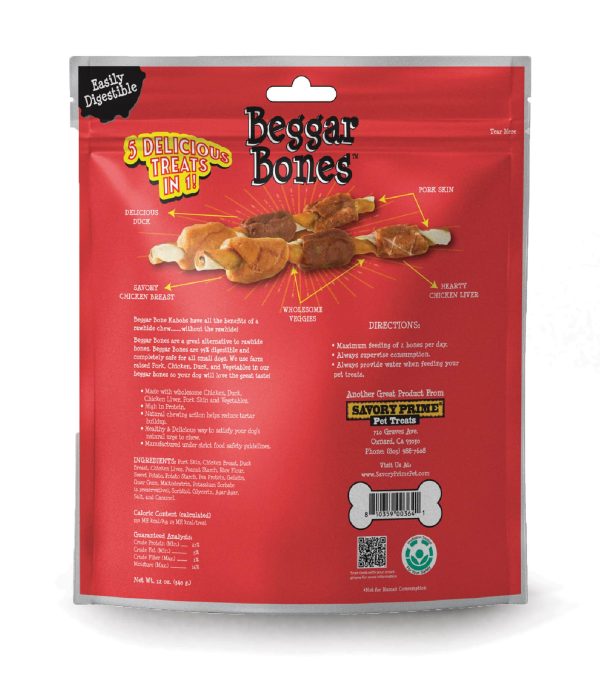 Savory Prime Beggar Bone 5 in 1 Kabobs Dog Treats 1ea 4 oz, 6 pk Sale