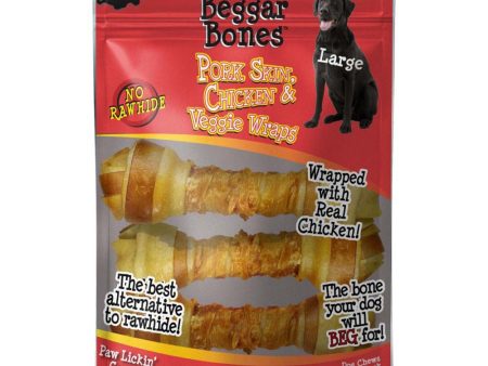 Savory Prime Beggar Bones Pork Skin, Chicken & Veggie Wraps Dog Treats 1ea LG, 3 pk Online Hot Sale