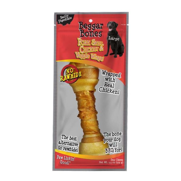 Savory Prime Beggar Bones Pork Skin, Chicken & Veggie Wraps Dog Treats 1ea LG, 3.4 oz Online