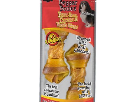 Savory Prime Beggar Bones Pork Skin, Chicken & Veggie Wraps Dog Treats 1ea MD, 2 pk Sale