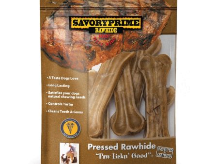 Savory Prime Pressed Rawhide Bones Bagged Natural 1ea 4.5 in, 6 pk For Sale