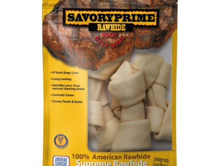 Savory Prime Supreme Knotted Rawhide Bones Bagged Natural 1ea 6-7 in, 6 pk For Sale