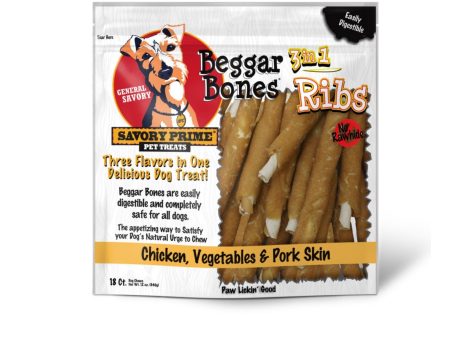 Savory Prime Beggar Bone 3in1 Ribs Dog Treat Chicken, Vegetable & Pork, 1ea 18 ct Online Hot Sale