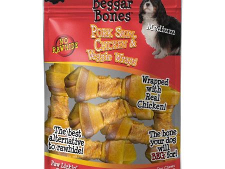 Savory Prime Beggar Bones Pork Skin, Chicken & Veggie Wraps Dog Treats 1ea MD, 6 pk Online now