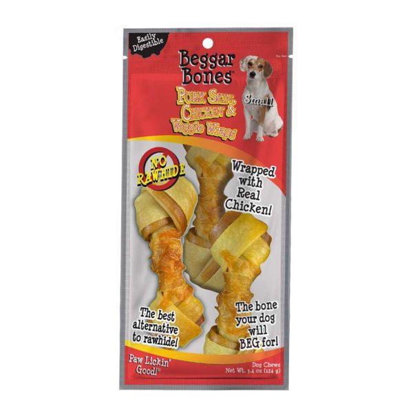 Savory Prime Beggar Bones Pork Skin, Chicken & Veggie Wraps Dog Treats 1ea SM, 3 pk on Sale