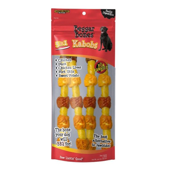 Savory Prime Beggar Bone 5 in 1 Kabobs Dog Treats 1ea 10 in, 4 pk For Sale