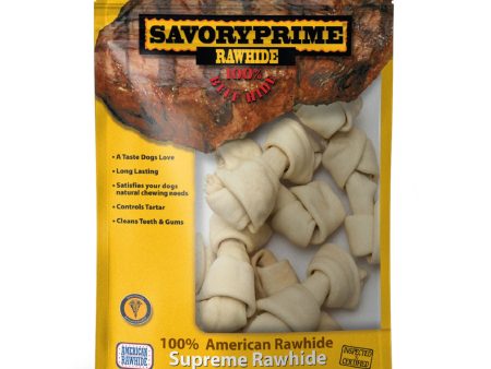 Savory Prime Supreme Knotted Rawhide Bones Bagged Natural 1ea 4-5 in, 10 pk Supply