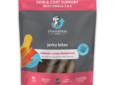 Shameless Dog Jerky Bites Salmon Butternut 5oz. For Sale