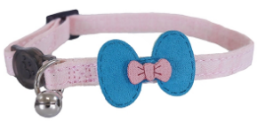 DESIGNER PINK AND TEAL BOW CAT COLLAR Sale