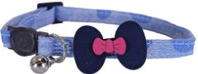 DESIGNER DENIM NAVY BOW CAT COLLAR Discount